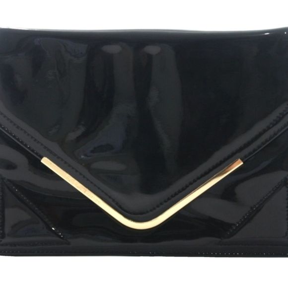 BCBGENERATION BLACK SHINY CLUTCH NWT - Picture 3 of 4